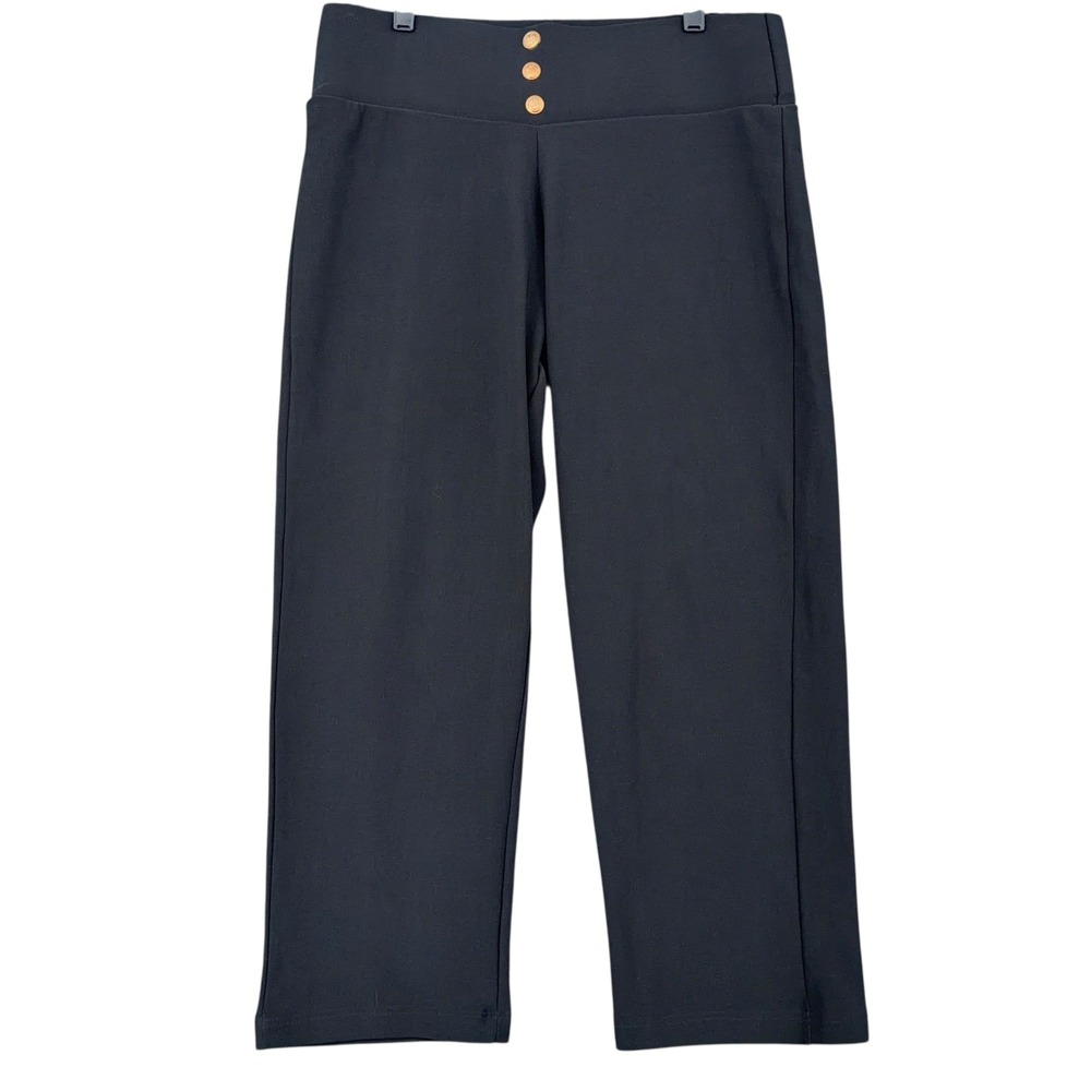AQ‎ SPORTS Black Cropped Pants High Waist Double Button Wide Leg Plus Size 2X